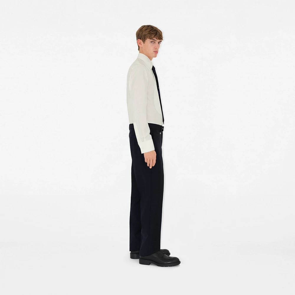 Wool Mohair Tailored Trousers in Navy - Men | Burberry® Official