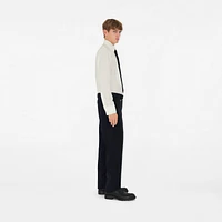 Wool Mohair Tailored Trousers in Navy - Men | Burberry® Official