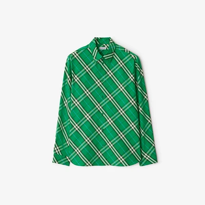 Check Cotton Shirt in Leaf - Men | Burberry® Official