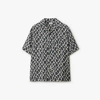 Relaxed Fit Knot Silk Poplin Shirt in Magnet - Men | Burberry® Official