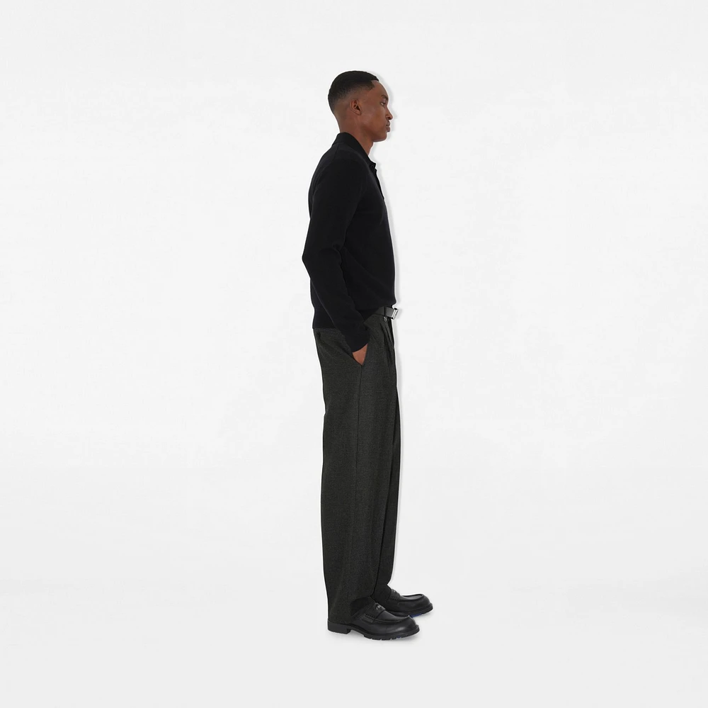 Long-sleeve Cashmere Blend Polo Shirt in Black - Men | Burberry® Official