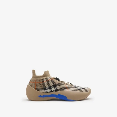 Check Knit Neptune Sneakers in Sand - Women | Burberry® Official