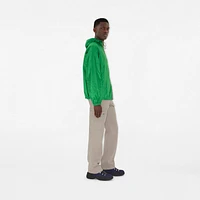 Check Trim Nylon Hooded Jacket in Caterpillar green - Men | Burberry® Official