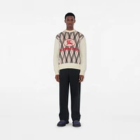 Argyle Check Wool Blend Sweater in Chalk white - Men | Burberry® Official