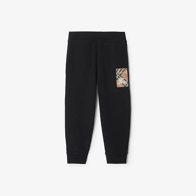 Check Label Cotton Jogging Pants in Black | Burberry® Official