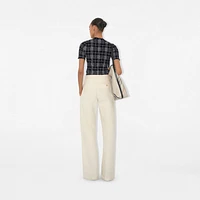 Check Wool Blend Top in Ink/chalk - Women | Burberry® Official