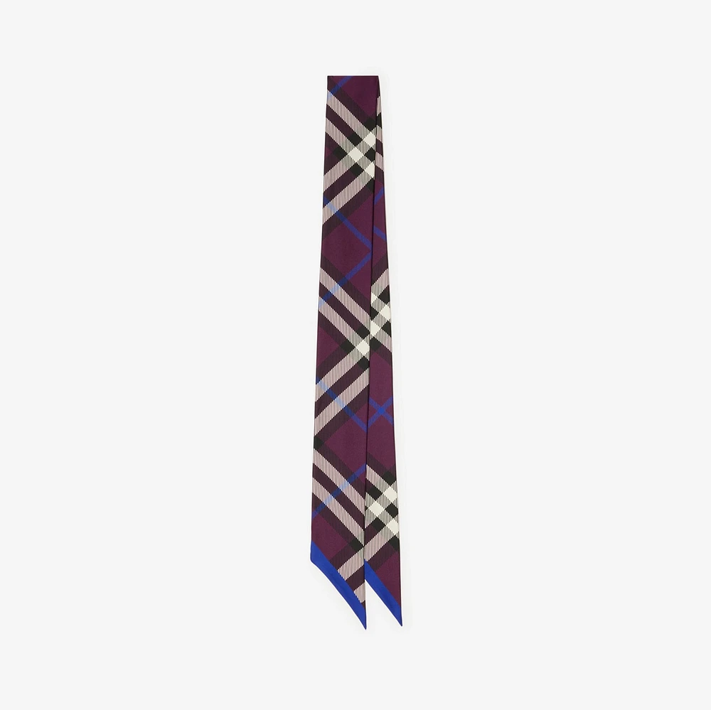 Skinny Check Silk Scarf in Pansy | Burberry® Official