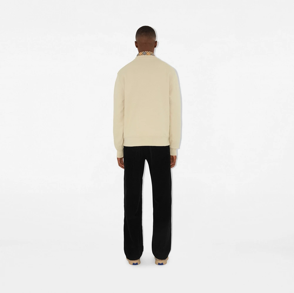 Check Label Cotton Sweatshirt in Nutmeg - Men | Burberry® Official