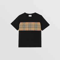 Vintage Check Panel Cotton T-shirt Black | Burberry® Official
