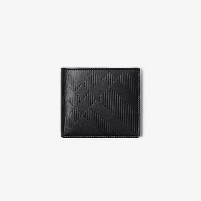 Embossed Check Bifold Wallet in Black - Men | Burberry® Official
