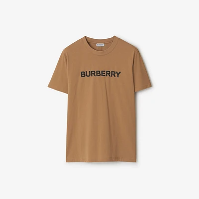 Logo Cotton T-shirt in Camel - Women | Burberry® Official