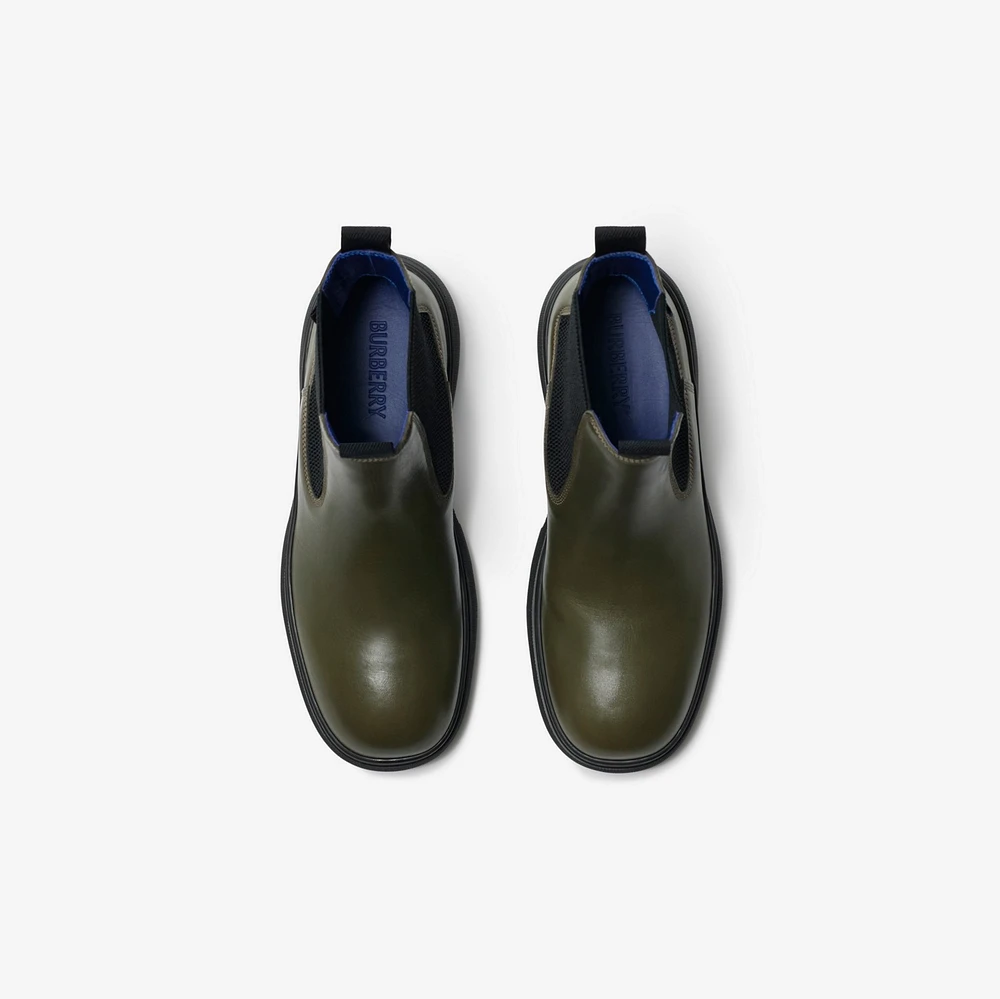 Leather Creeper Low Chelsea Boots in Loch - Women | Burberry® Official