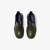 Leather Creeper Low Chelsea Boots in Loch - Women | Burberry® Official