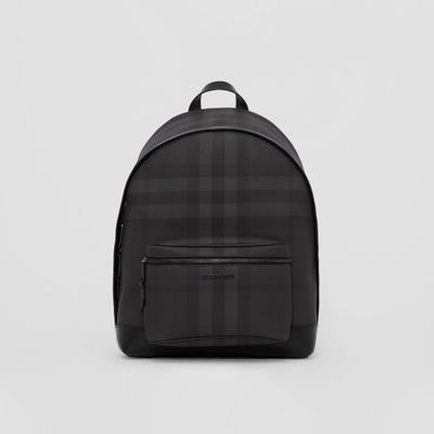 Charcoal Check and Leather Backpack | Burberry® Official