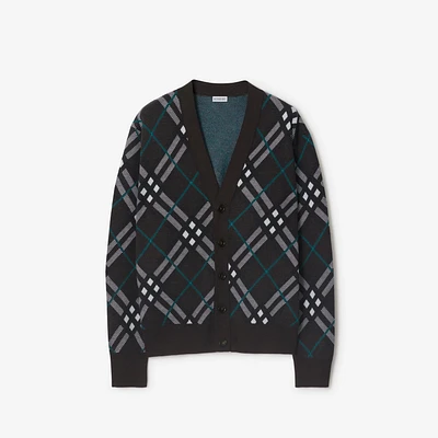 Check Wool Mohair Blend Cardigan in Snug - Men, Nylon | Burberry® Official