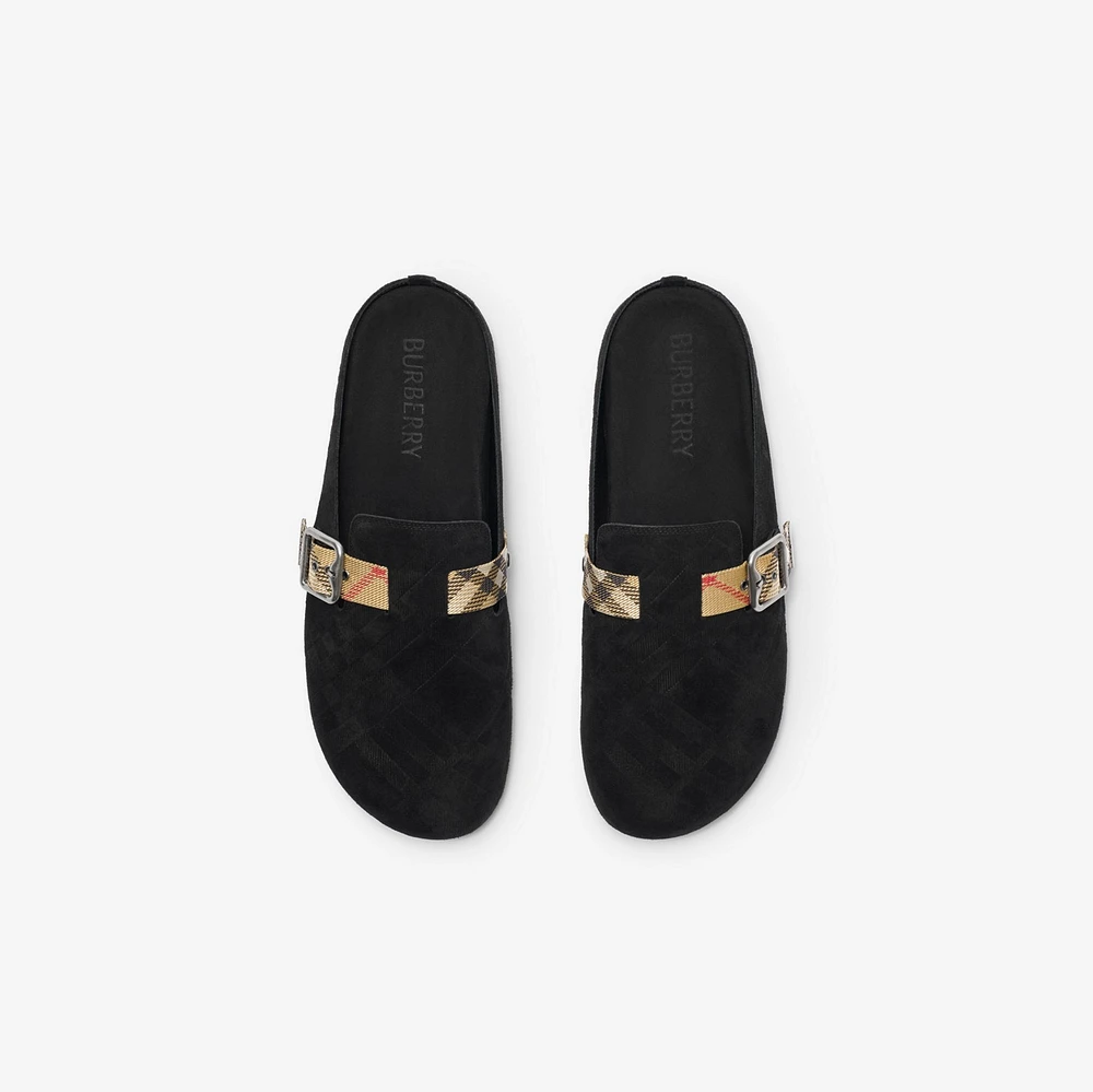 Check Suede Urchin Clogs in Black - Men | Burberry® Official