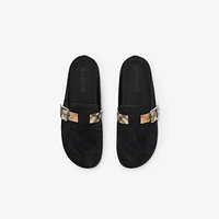 Check Suede Urchin Clogs in Black - Men | Burberry® Official