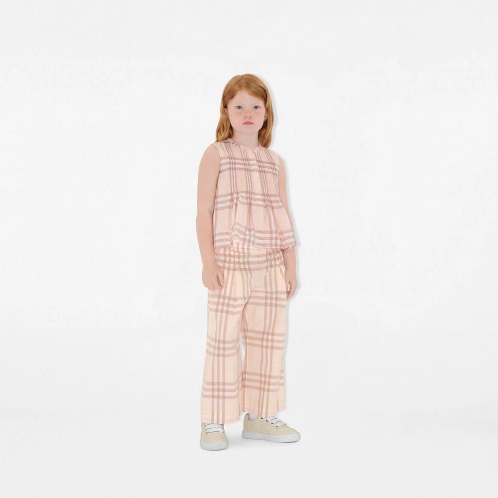 Check Cotton Trousers in Shell | Burberry® Official