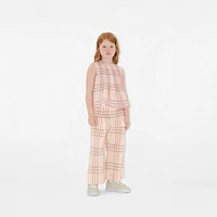 Check Cotton Trousers in Shell | Burberry® Official