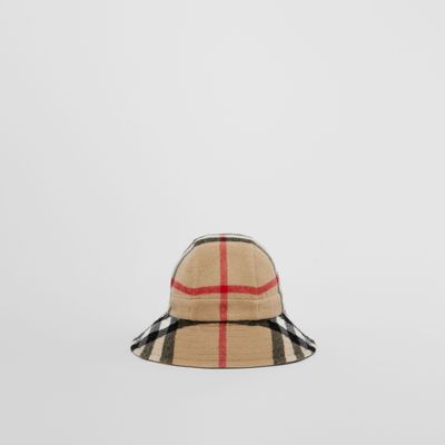 Exaggerated Check Wool Bucket Hat Archive Beige | Burberry® Official