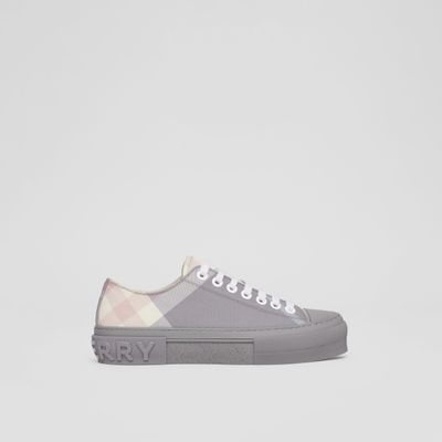 Check Cotton Sneakers Pale Grey - Women | Burberry® Official