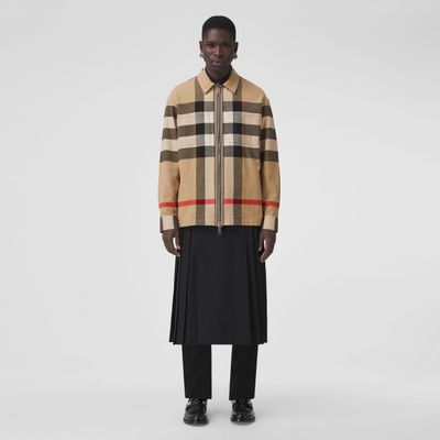 Exaggerated Check Wool Cotton Overshirt Archive Beige - Men | Burberry® Official