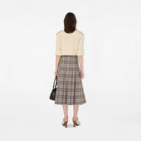 Check Wool Midi Kilt in Crater/dark charcoal - Women | Burberry® Official