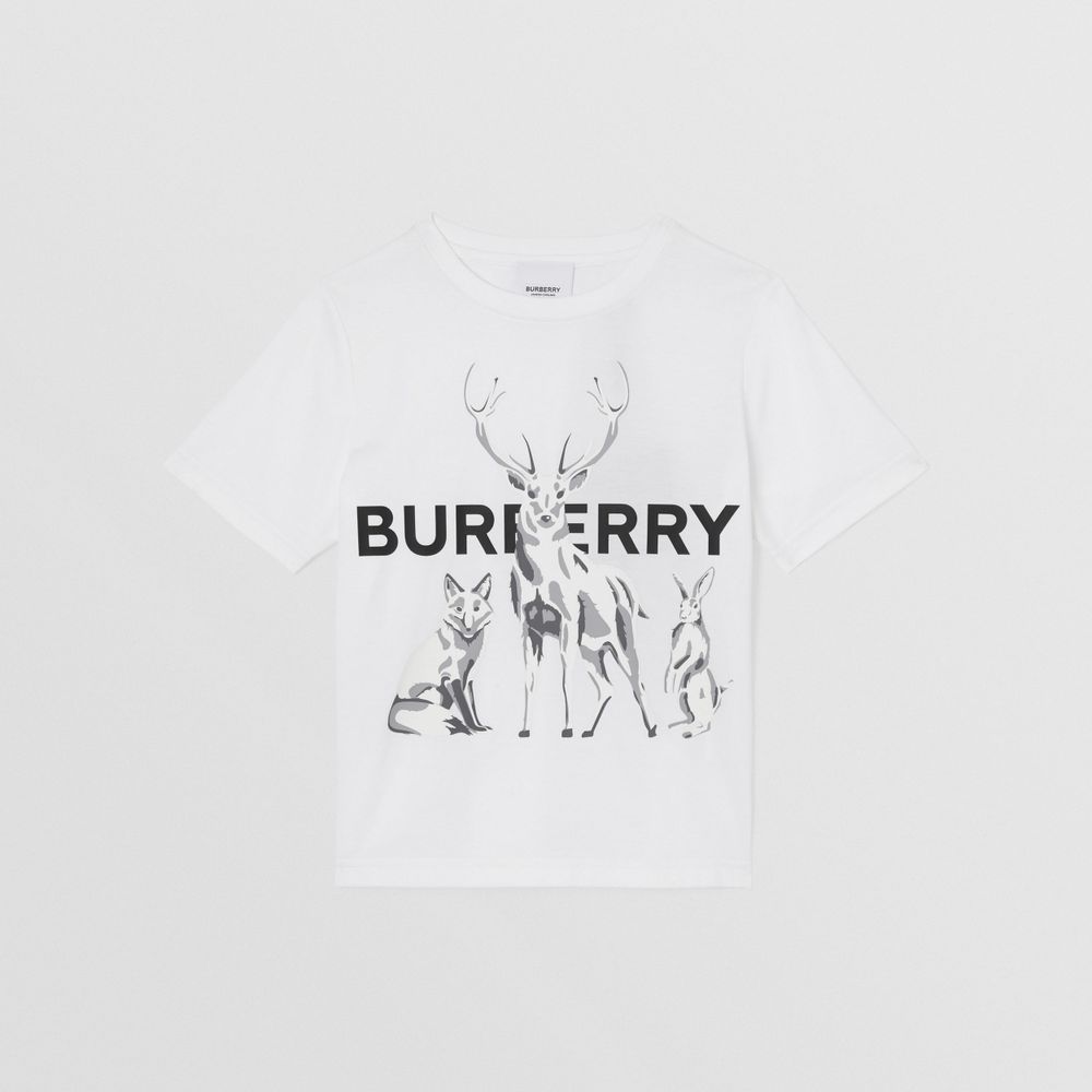 Animal Kingdom Print Cotton T-shirt White | Burberry® Official