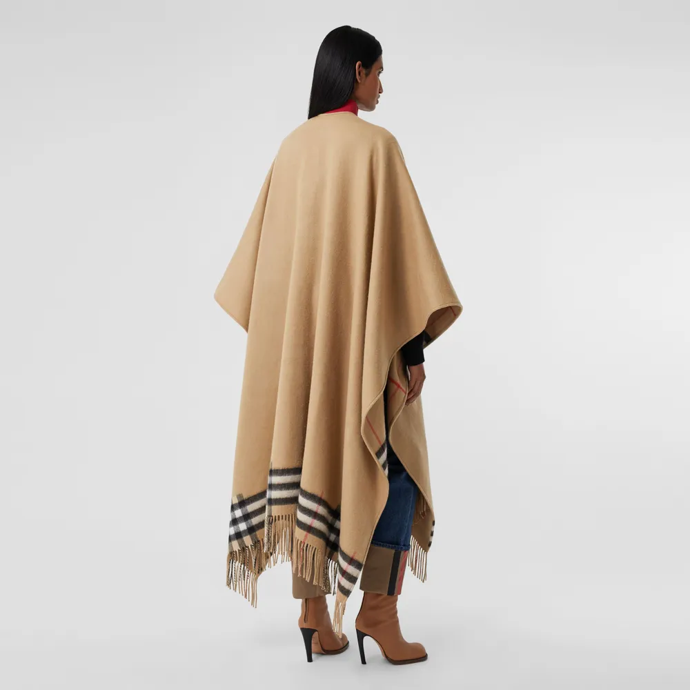 Monogram Wool Cashmere Reversible Cape in Archive Beige