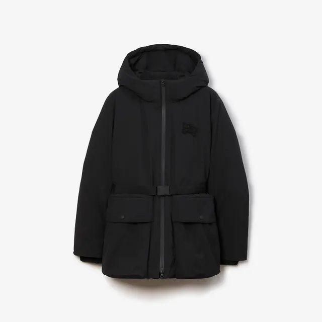 Cropped Quilted Nylon Jacket in Black - Women