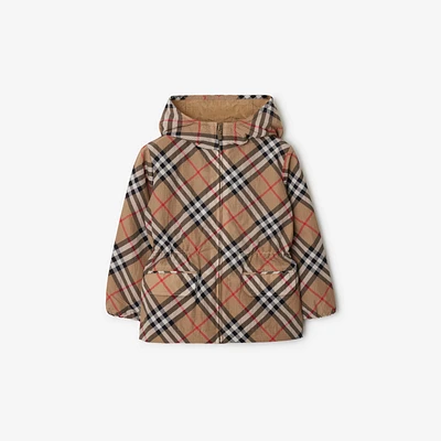 Check Nylon Jacket in Sand | Burberry® Official