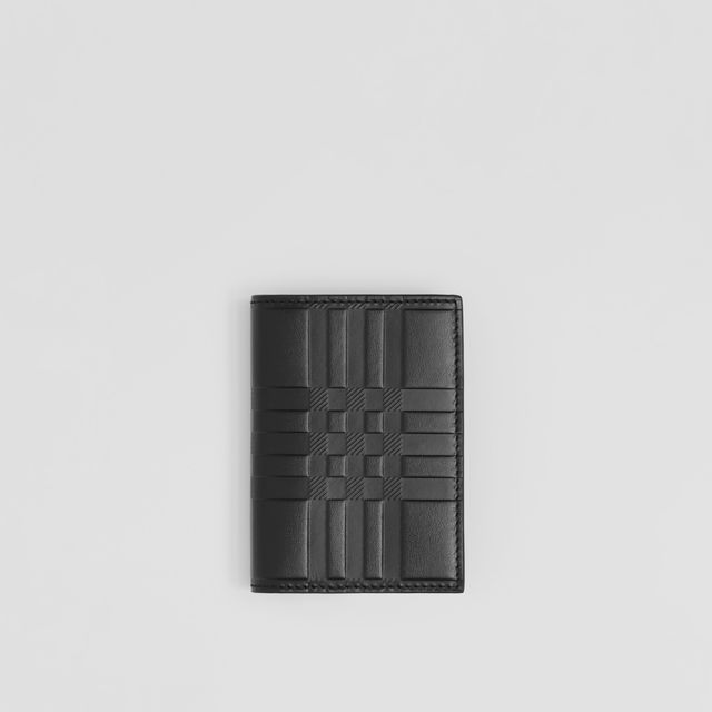 Burberry Embossed Leather Card Case in Black - Men, Burberry® Official