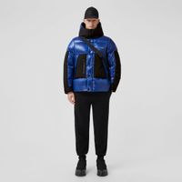 Logo Print Nylon Oversized Hooded Puffer Jacket Deep Royal Blue - Men | Burberry® Official