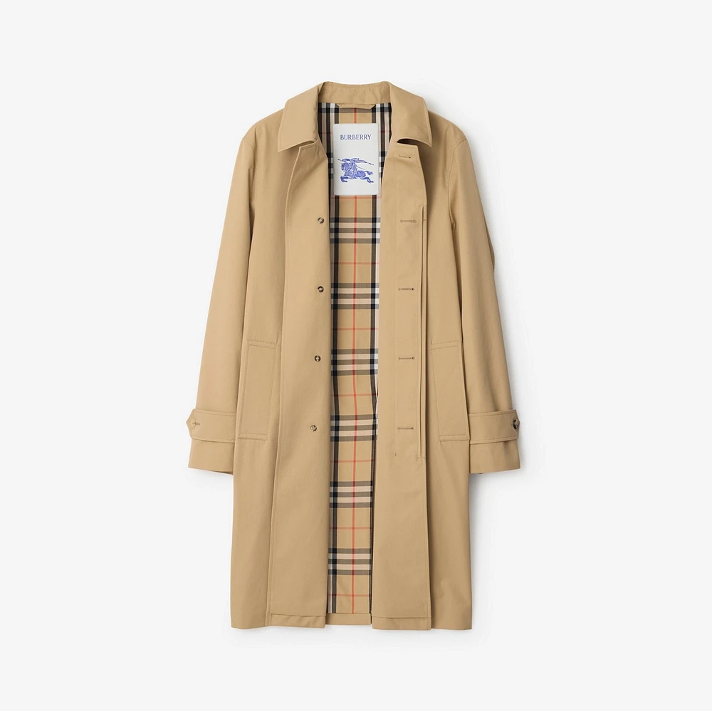 Long Gabardine Car Coat in Flax - Men, Cotton | Burberry® Official