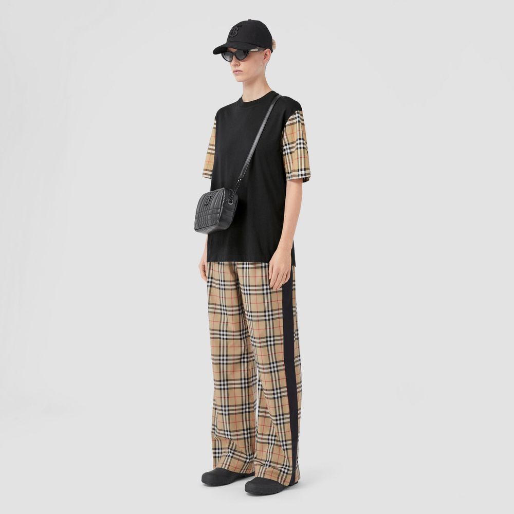 Side Stripe Vintage Check Stretch Cotton Trousers Archive Beige | Burberry® Official
