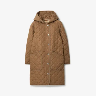 Quilted Nylon Coat in Dusty caramel - Women | Burberry® Official