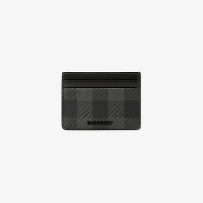 Check Card Case in Charcoal - Men, Canvas | Burberry® Official