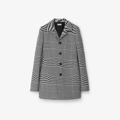 Warped Houndstooth Wool Jacket in Monochrome - Women, Nylon | Burberry® Official