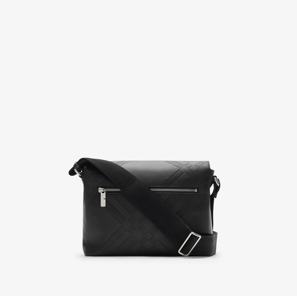 Embossed Check Messenger Bag​ in Black - Men | Burberry® Official