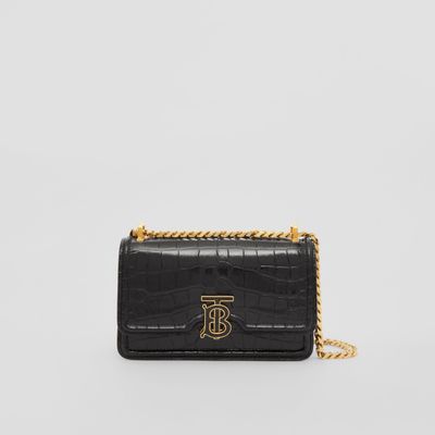 Embossed Leather Mini TB Bag in Black - Women | Burberry® Official