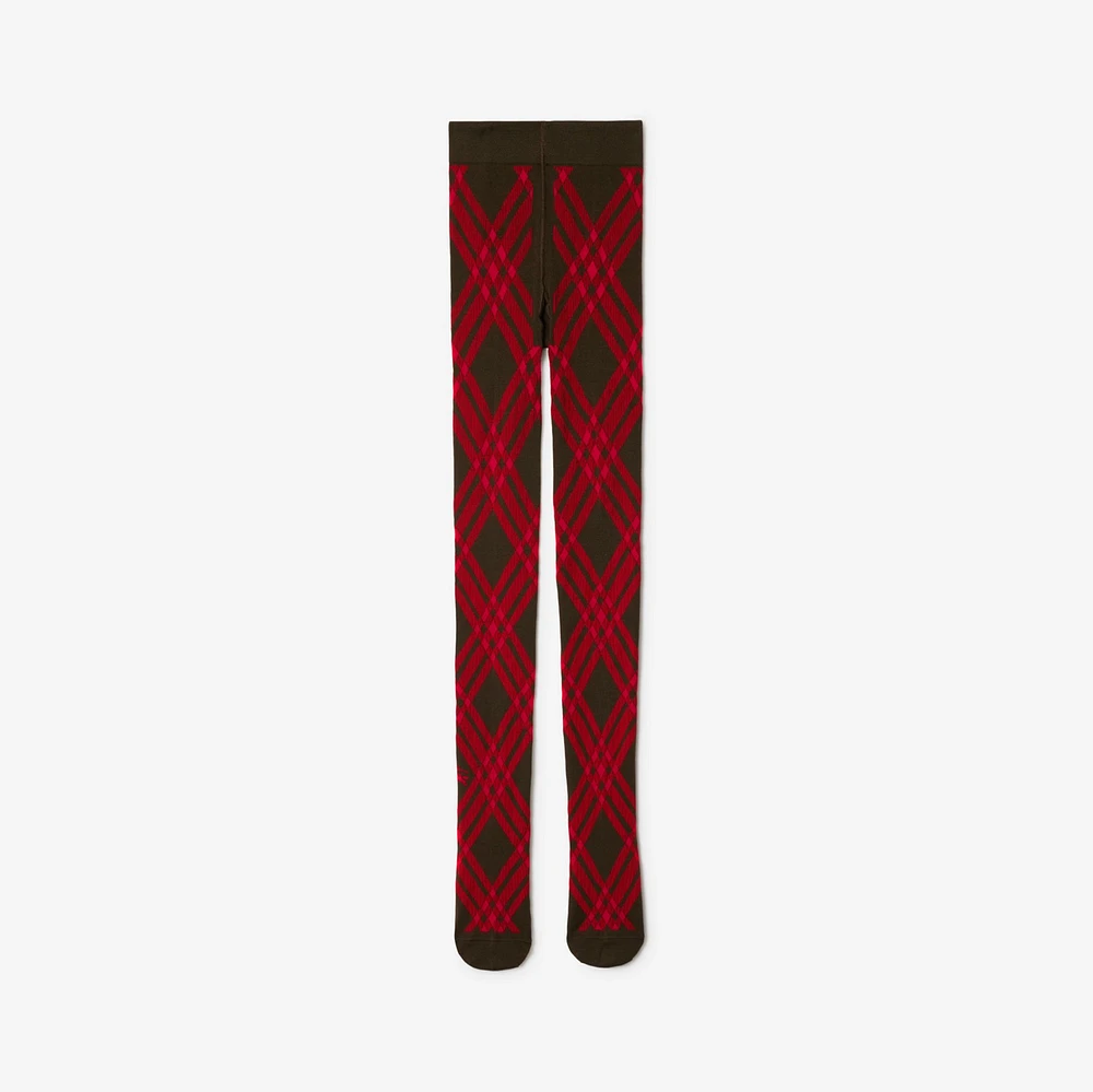 Check Wool Blend Tights in Snug/pillar | Burberry® Official