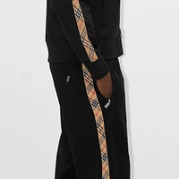 Check Trim Cotton Blend Track Pants in Black - Men | Burberry® Official
