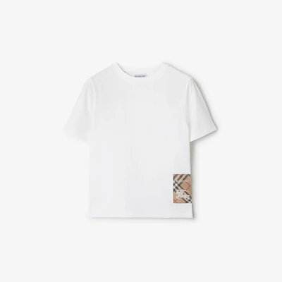 Check Label Cotton T-shirt in White | Burberry® Official