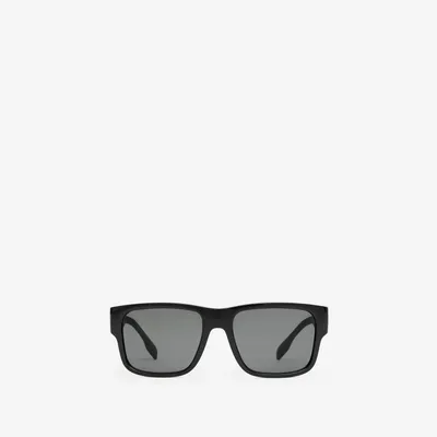Logo Detail Square Frame Sunglasses in Black