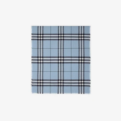 Wide Check Wool Scarf in Bank blue | Burberry® Official