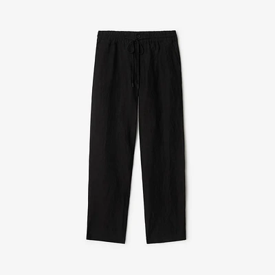 Linen Trousers in Black - Men | Burberry® Official