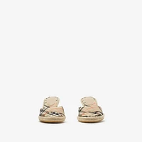 Check Mews Espadrille Mules​ in Sand - Women, Linen | Burberry® Official