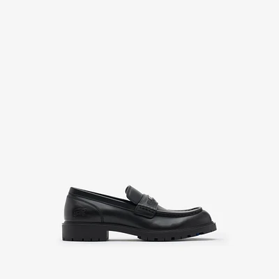 Leather Rogue Loafers in Black - Men | Burberry® Official