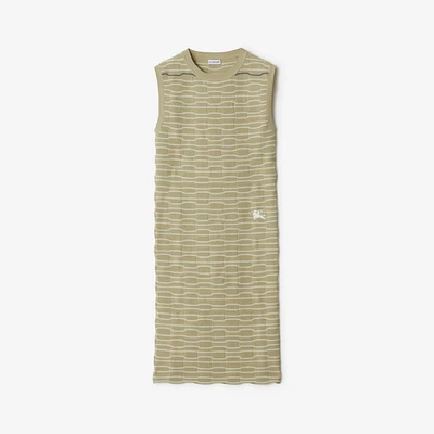 Striped Cotton Blend Dress in Safari/white - Women | Burberry® Official