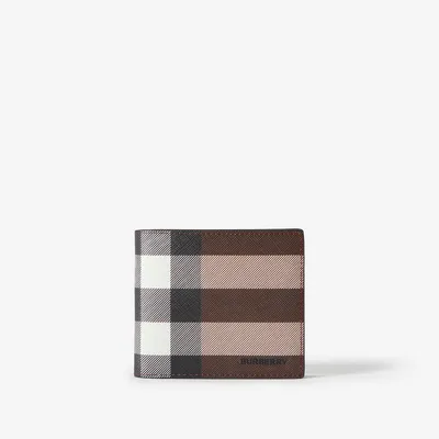 Check and Leather Bifold Wallet in Dark Birch Brown - Men | Burberry® Official
